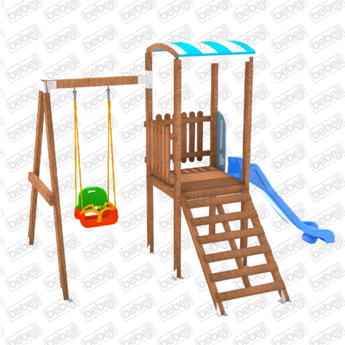 I Safe Orta Boy Ahşap Çocuk Oyun Parkı S5704