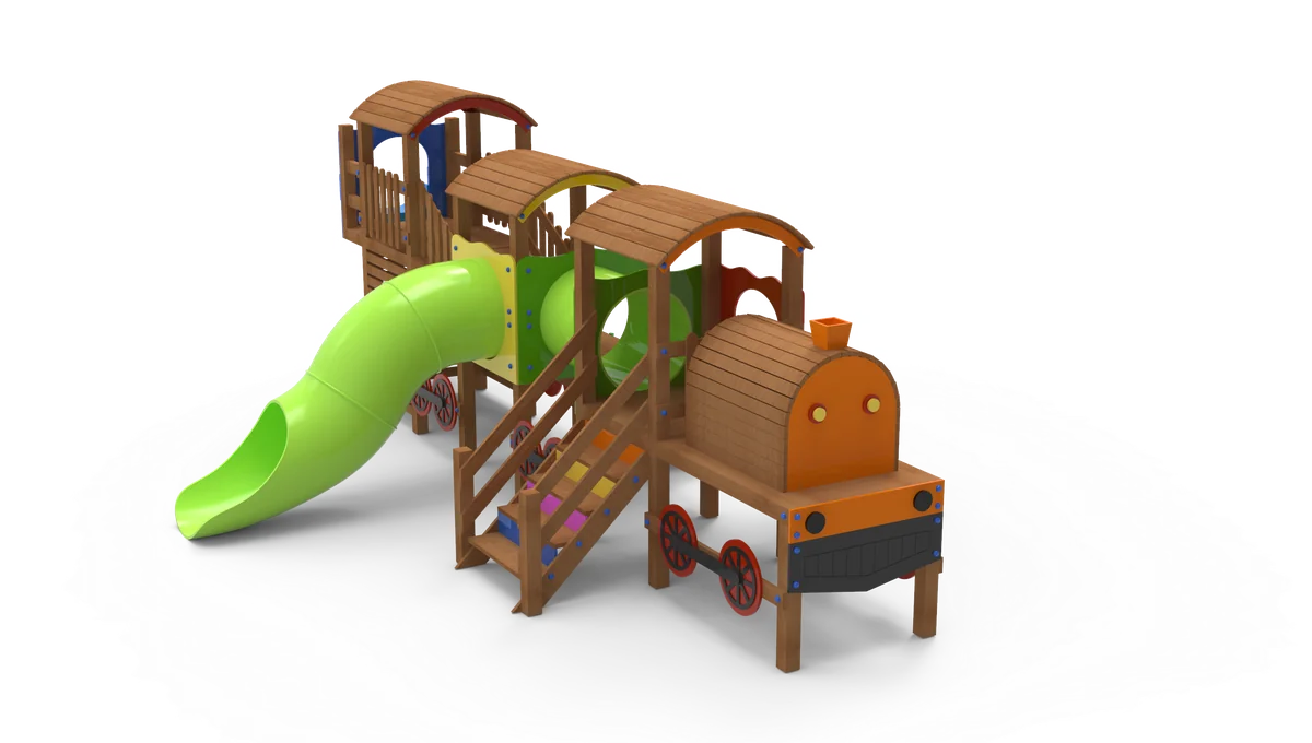 Wooden Kid Playground Train Themed JP023