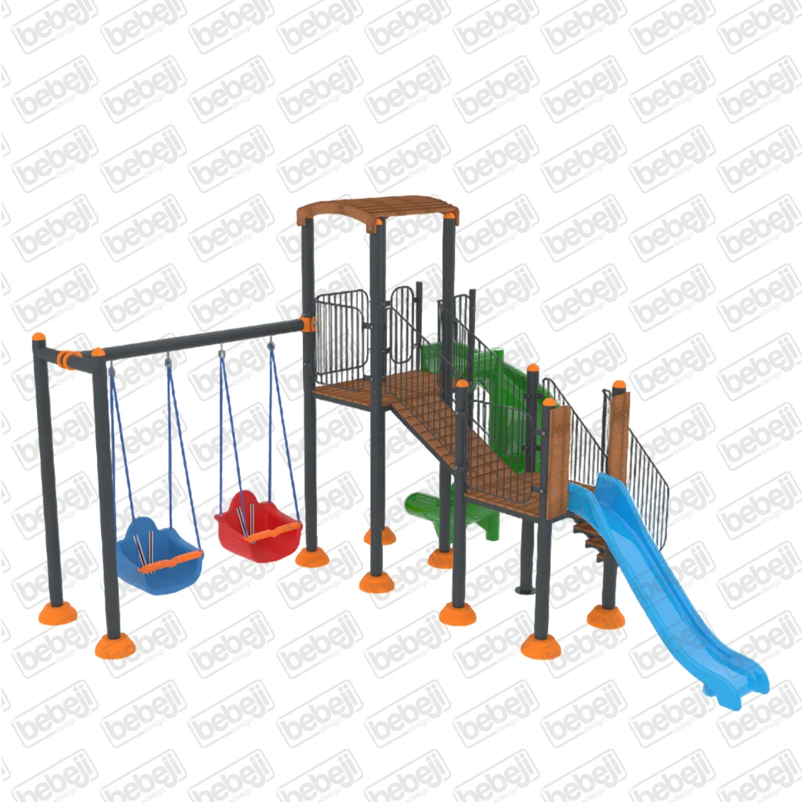 Metal-Ahşap Oyun Parkı J8005